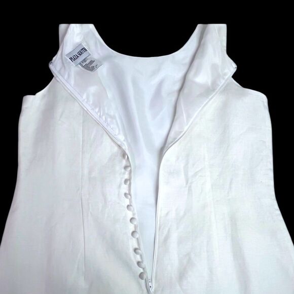 Vintage Plaza South White Linen Embroidered Maxi Dress Size 4 NWT Old Money - Picture 5 of 9